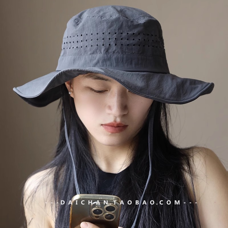 超薄透气孔设计 户外工装速干渔夫帽 男女登山帽 大檐遮阳帽夏uv