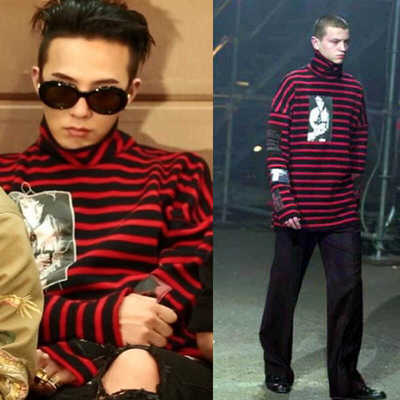 raf simons经典款贴布条纹打底衫男achive秋冬纯棉高领内搭男潮牌