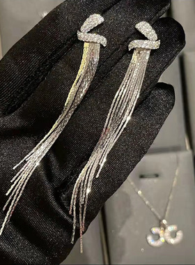 高级感气质流苏耳环ins新款潮小众设计耳钉日韩优雅轻奢长款耳饰