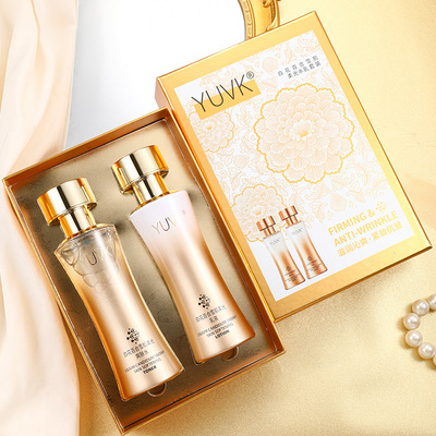 百合花雪肌柔光爽肤水乳液水乳套装补水保湿滋润抗皱护肤品礼盒装