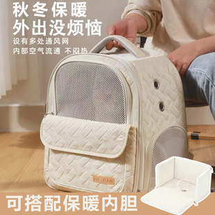 猫背包太空舱冬季 猫包外出便携宠物猫狗狗双肩携带书包保暖防应激