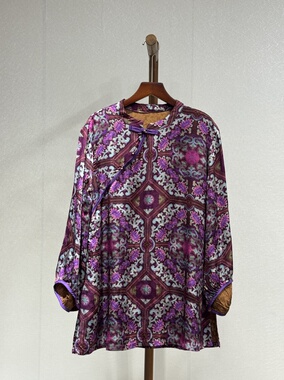 小众设计 重磅香云纱 斜襟扣时尚百搭气质秋季长袖衬衫6545