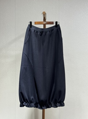 原创设计 欧韩时尚百搭气质慵懒风 高端木耳边羊绒花苞裙87635