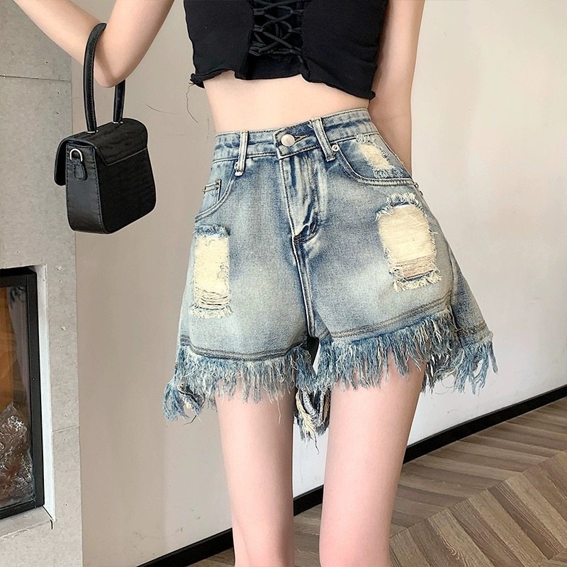 高腰毛边牛仔短裤女秋季秋冬2025新款宽松显瘦直筒裤a字阔腿热裤,女装/女士精品,牛仔裤,淘宝优惠券,粉丝福利购,淘宝优惠卷