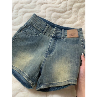 美式复古牛仔短裤女春季秋冬2026新款高腰小个子显瘦a字阔腿热裤