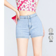 女秋季 秋冬2026新款 高腰美式 浅色牛仔短裤 蜜桃臀辣妹紧身a字热裤