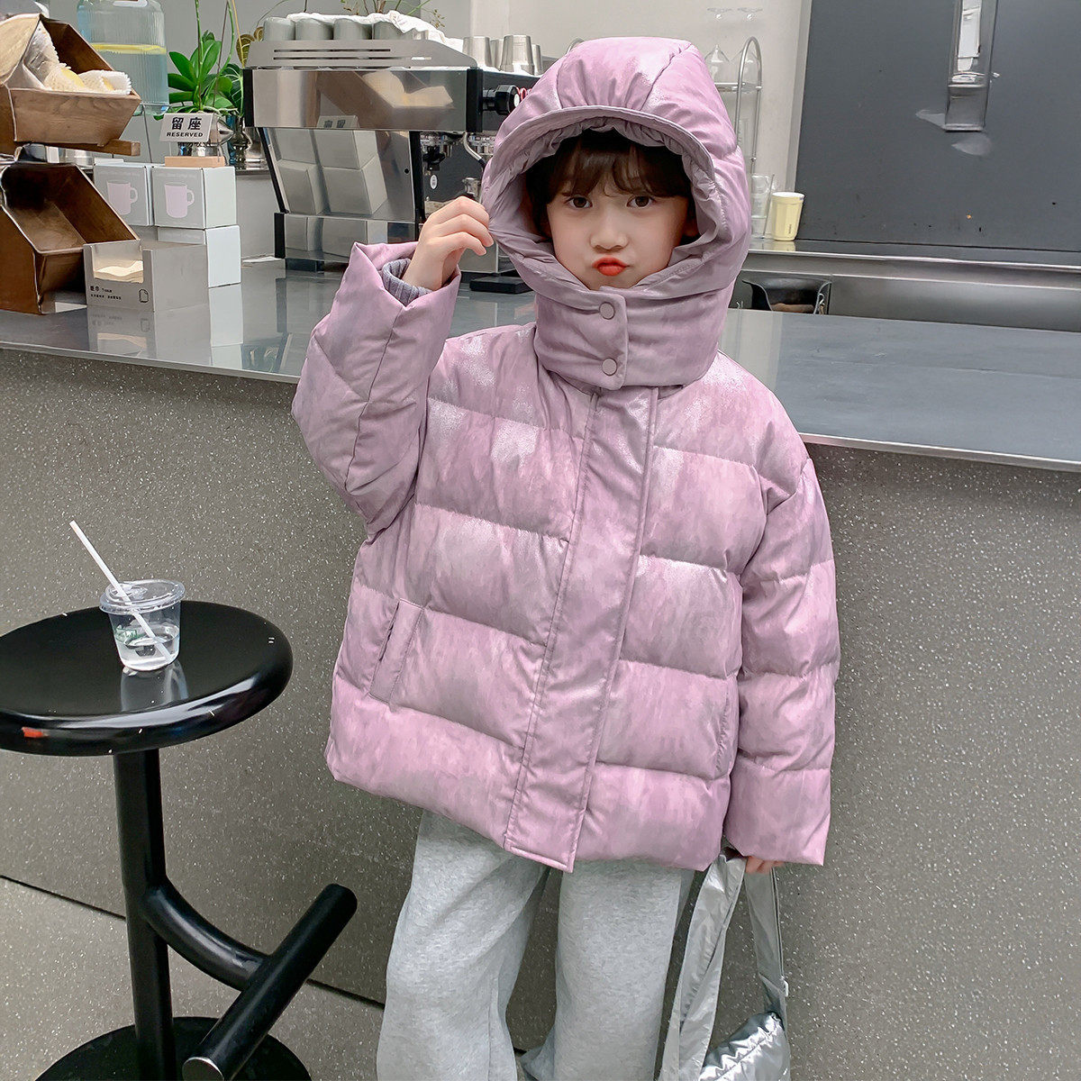 女童棉服冬装2026新款洋气童装女孩加厚连帽外套儿童冬季短款棉袄