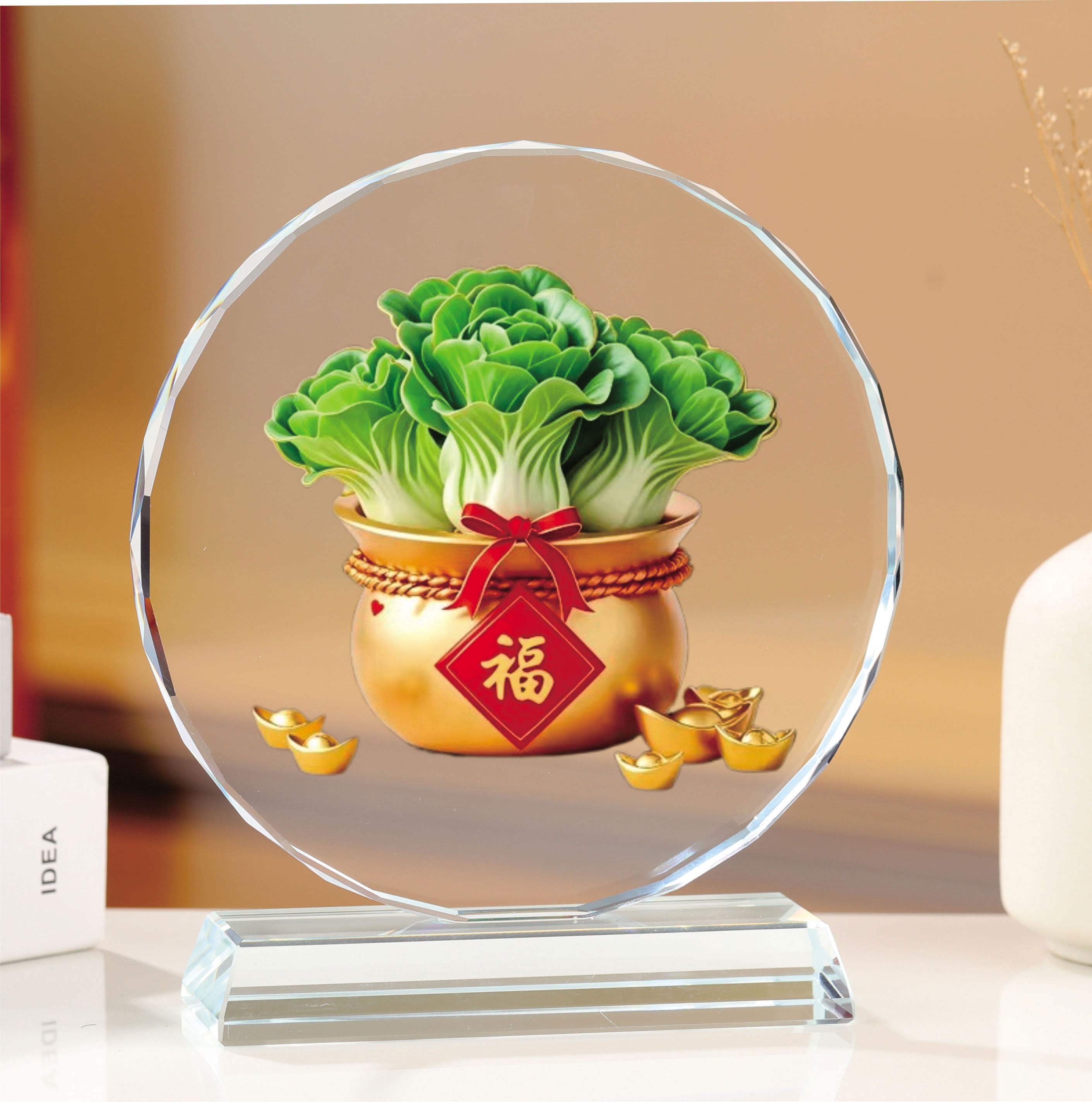 水晶底座白菜装饰摆件客厅招财植物造型透明工艺品家居风水摆设,家居饰品,装饰摆件,淘宝优惠券,粉丝福利购,淘宝优惠卷