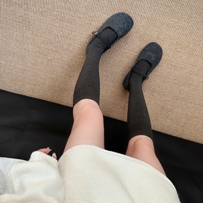 法式灰色复古晚风平底单鞋