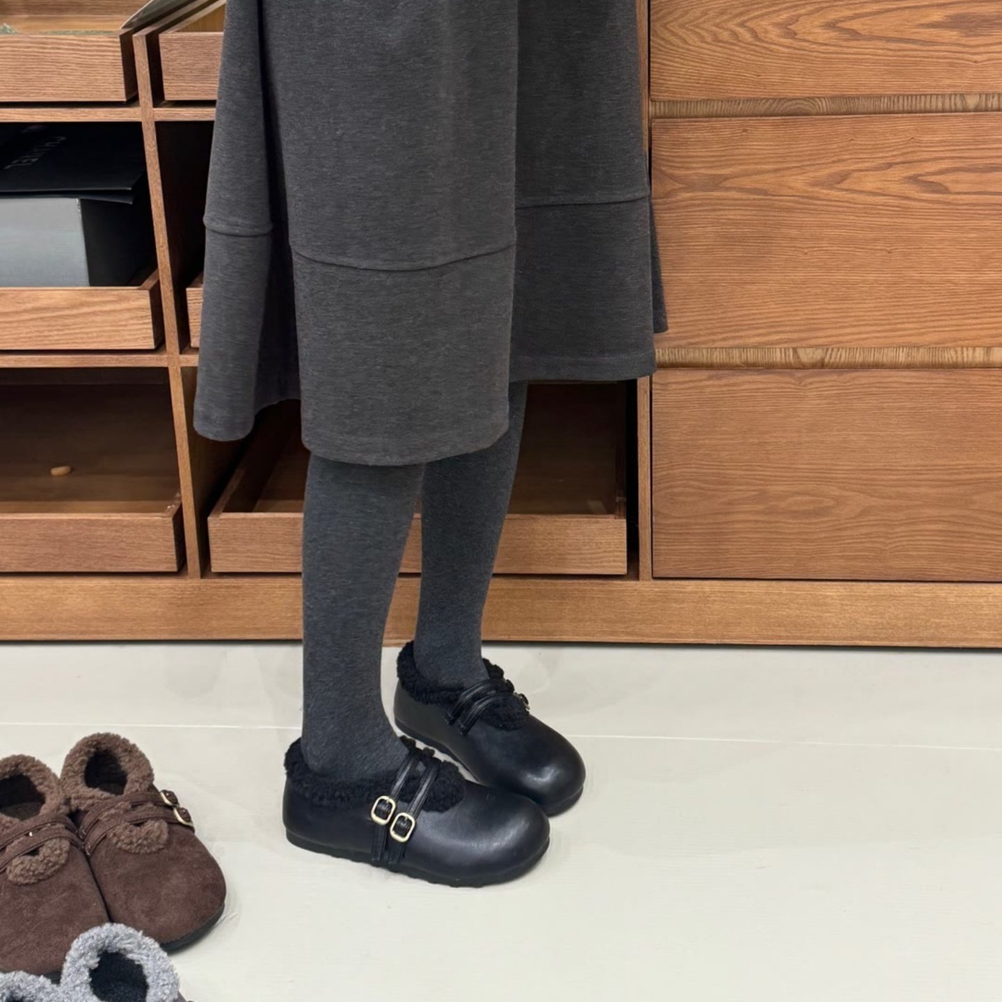 羊皮版~复古圆头平底勃肯鞋毛毛鞋女加绒乐福鞋冬季百搭保暖棉鞋,女鞋,勃肯鞋/软木鞋,淘宝优惠券,粉丝福利购,淘宝优惠卷