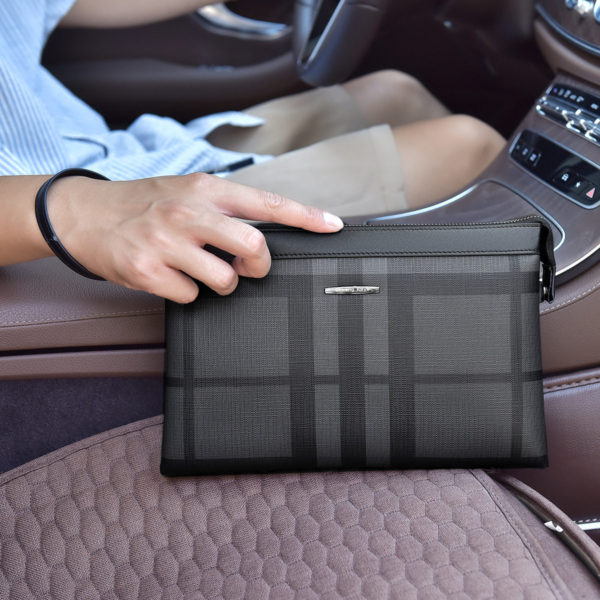 男士手拿包新款真皮休闲时尚手包钱包格纹商务大容量手抓包信封,箱包皮具/热销女包/男包,男士包袋,淘宝优惠券,粉丝福利购,淘宝优惠卷