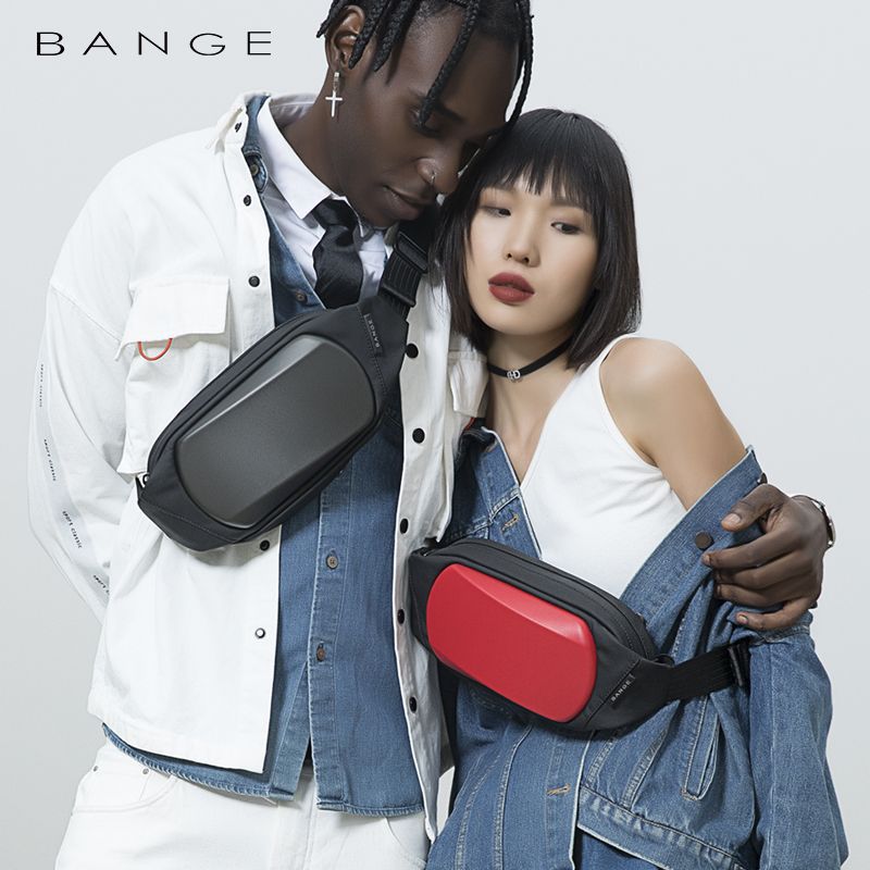 BANGE新款胸包男士单肩包韩版防水斜挎腰包情侣男包Chest bag