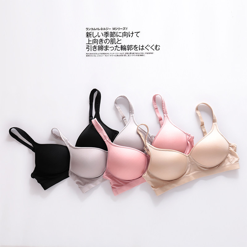 日系超薄款真丝无钢圈文胸夏季加大码无痕文胸少女士睡眠运动内衣