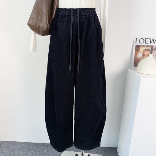 2025秋季新款韩版松紧腰阔腿裤女