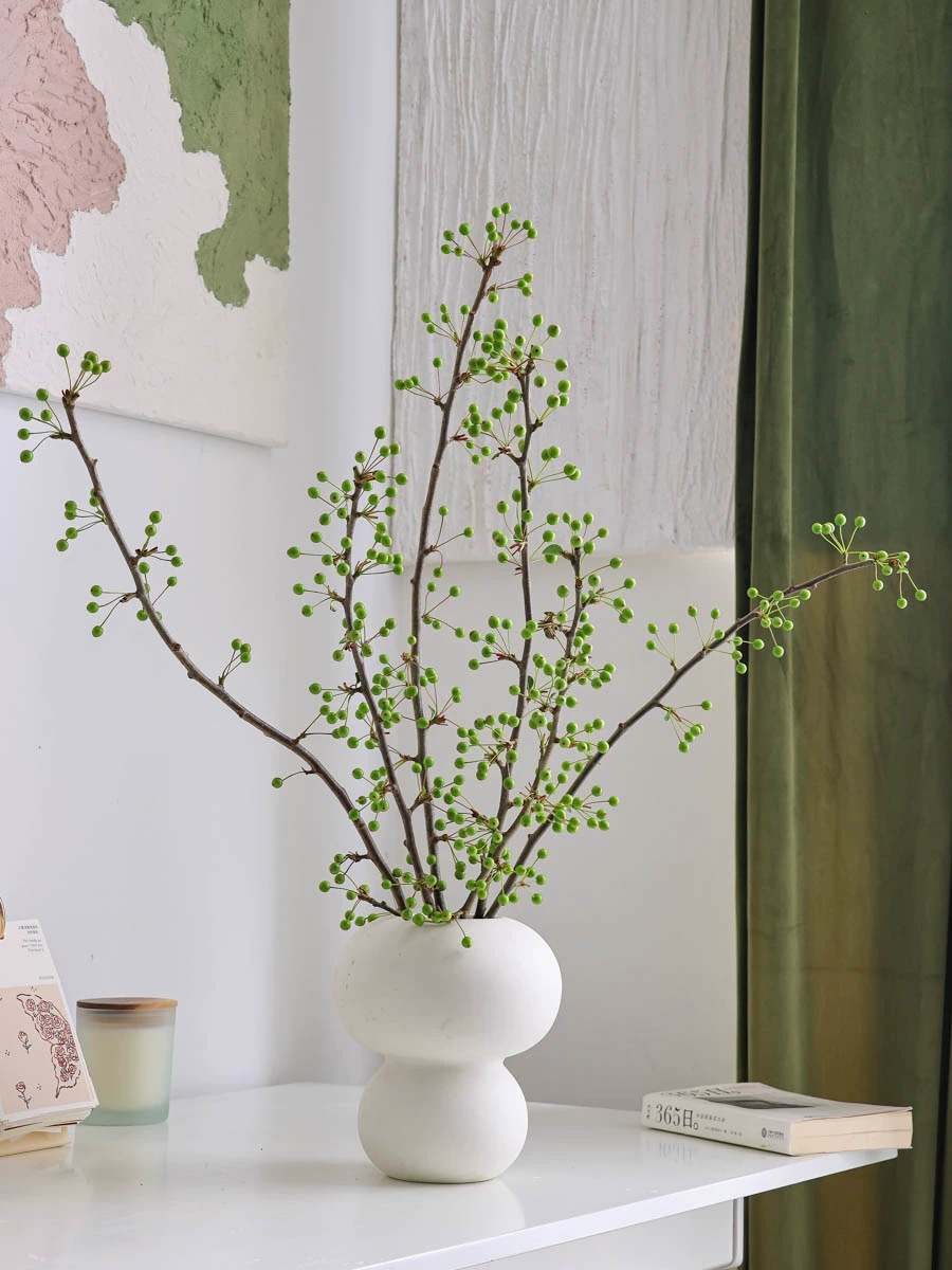绿色小苹果鲜切枝海棠果棠梨果鲜花真果插花水培绿植家居室内夏季