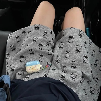 灰色卡通短裤女夏季薄款2