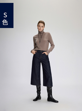 Ls蓝色93363 女士加绒加厚牛仔裤水貂绒保暖高腰宽松阔腿七分裤子