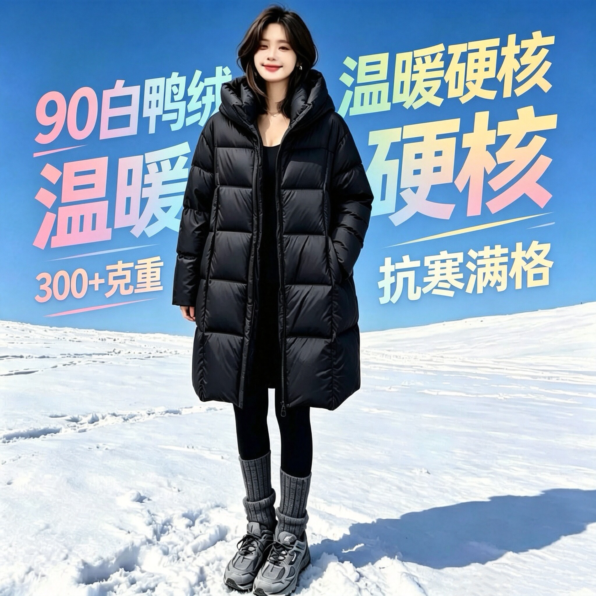清仓女款90白鸭绒加厚羽绒服