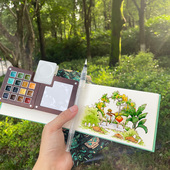 飞乐鸟15 8色木盒便携水彩颜料套装 旅行绘画收纳画夹画笔布艺画本