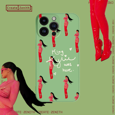 jenner卡戴珊凯丽詹妮 签名 king kylie 抹茶绿适适用于苹果17小米17红米华为荣耀OPPO手机壳液态硅胶软壳