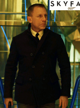 5007skyfall天幕杀机同款外套 男中长款纯羊毛peacoat邦德海军