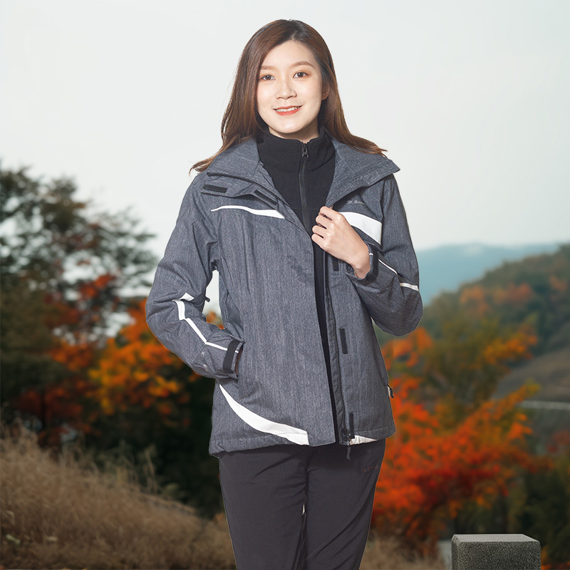 圣伯纳女款抓绒三合一冲锋衣女两件套可拆卸户外外套运动防水保暖