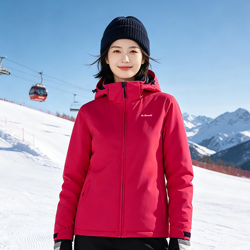 圣伯纳冬女羽绒雪服防水保暖外套