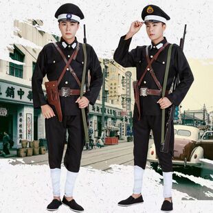 出租儿童民国二狗子演出服巡捕房伪军舞台表演薄款服影视服装