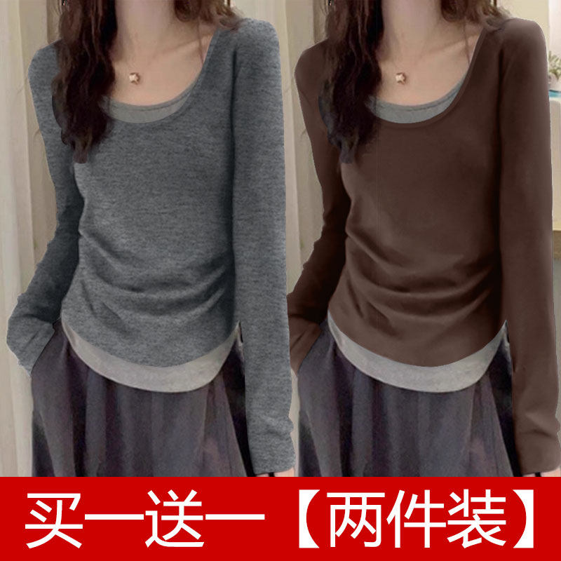 潮流风秋冬季长袖上衣女打底衫