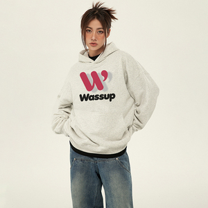 wassup国潮牌秋冬季连帽卫衣男女生情侣重磅纯棉加绒百搭帽衫外套