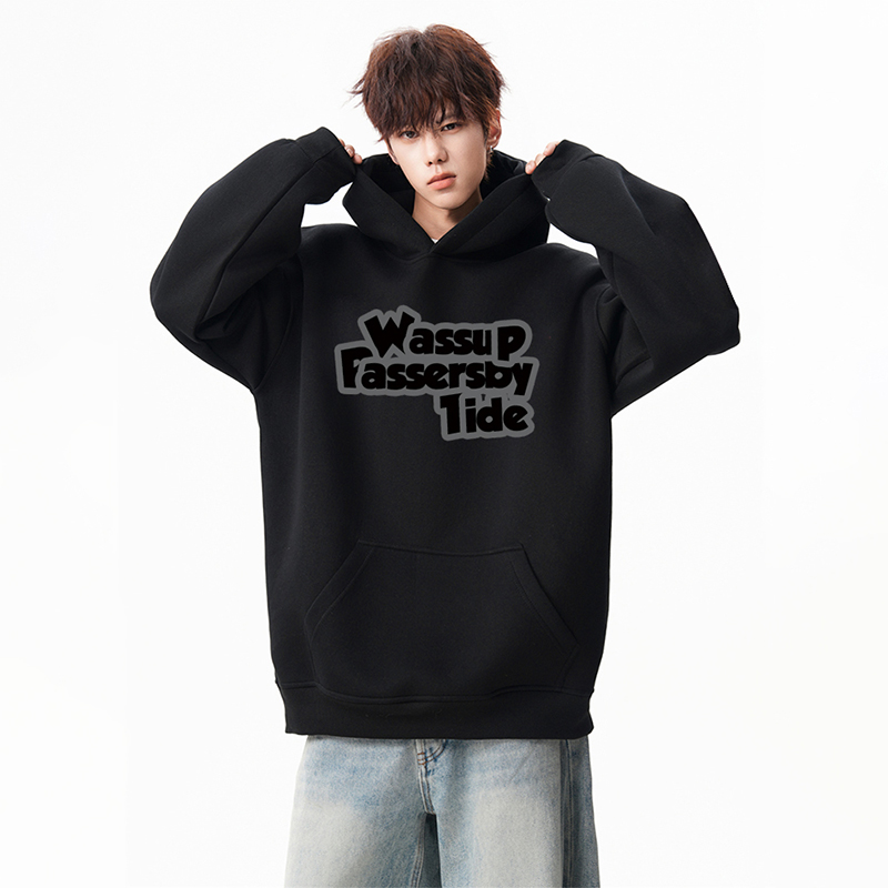 WASSUP潮牌新品连帽卫衣重磅纯棉男女生情侣款帽衫外套美式休闲潮