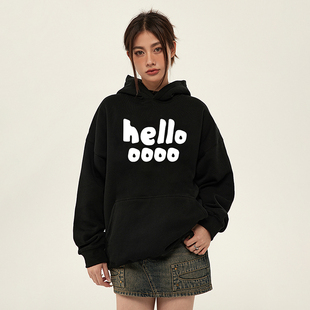 重磅纯棉 WASSUP潮牌秋冬季 新款 联名款 hallo连帽卫衣男女生情侣款