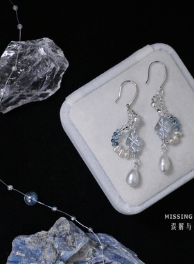 【湛蓝之音】Missing原创海洋系列音符天然珍珠精致手作耳饰耳夹