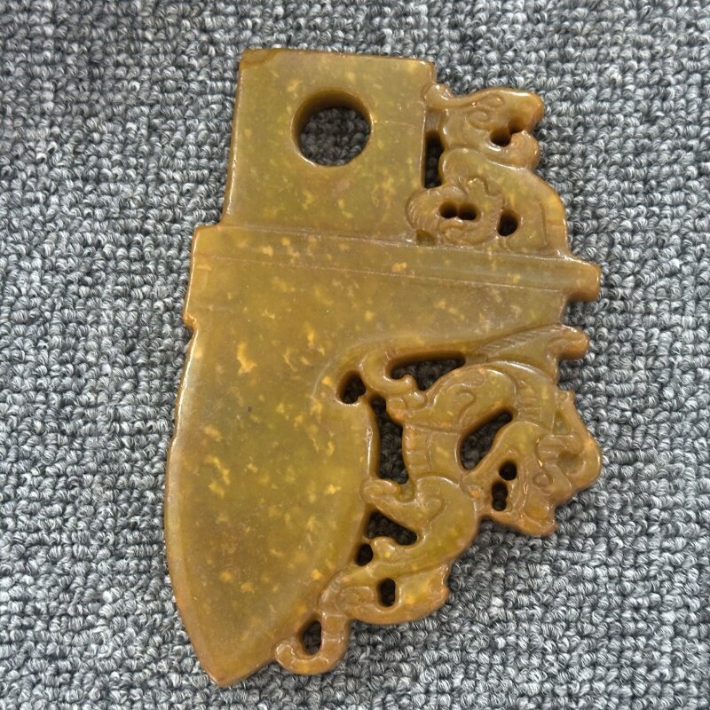 古玩岫玉工艺玉雕高古玉老玉捡漏做旧玉佩玉璧摆件玉石车挂件刀币