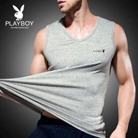 Playboy cotton V-cổ hè thanh niên nam sinh viên trung niên tự tu luyện áo trắng băng rộng vest - Áo vest cotton áo thun nam cotton