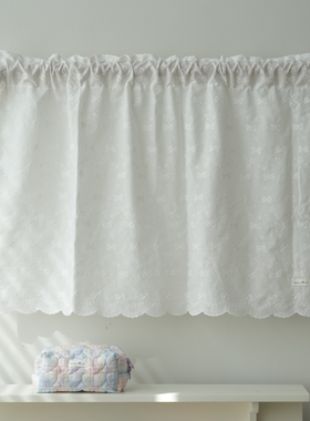 Lomi Blue纯棉蝴蝶结绣花窗帘卧室ins风韩系隔断帘清新门帘小短帘