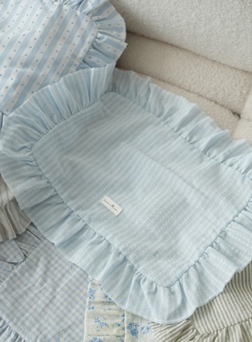 Lomi Blue自制条纹格子多款荷叶边花边餐垫装饰创意餐布ins风