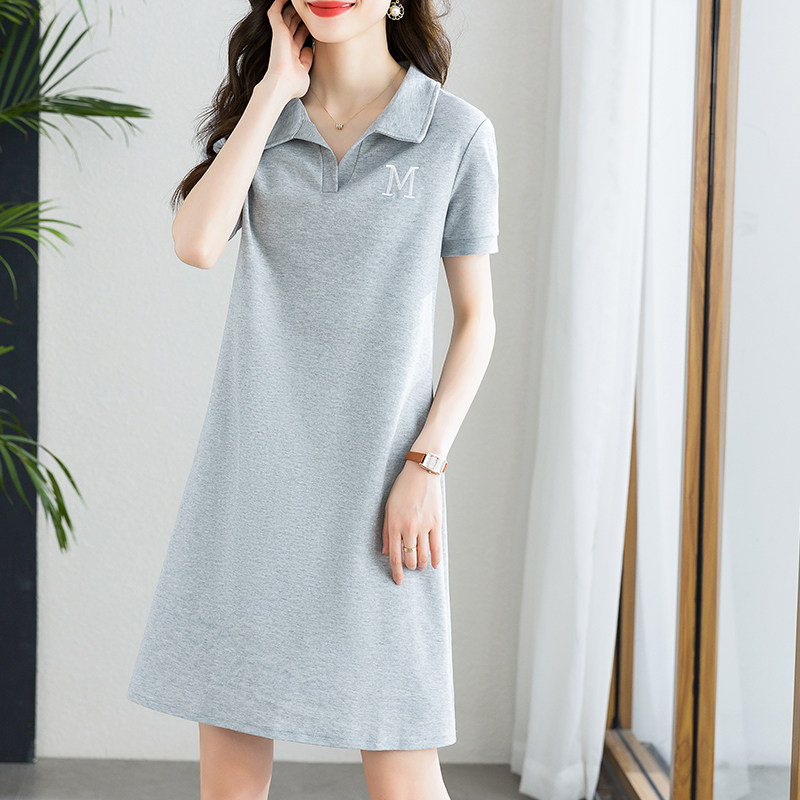 SEPTEMBER MOMO POLO DRESS WOMENS 2022 SUMMER NEW CASUAL STRAIGHT LAPEL LOOSE A-LINE SKIRT SHORT SLEEVE T-SHIRT SKIRT