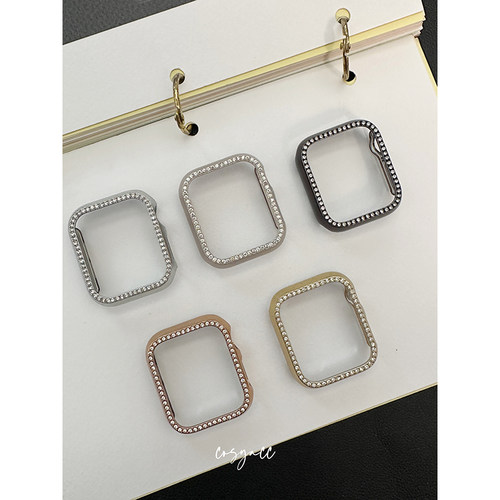 cosyacc适用iWatch91011代se苹果手表保护套硬壳镶钻半包镂空表壳