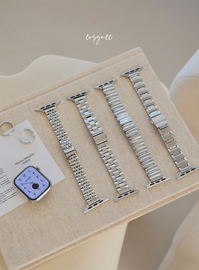 cosyacc 适用苹果手表iWatch910代se银色金属表带合辑百搭s11表带