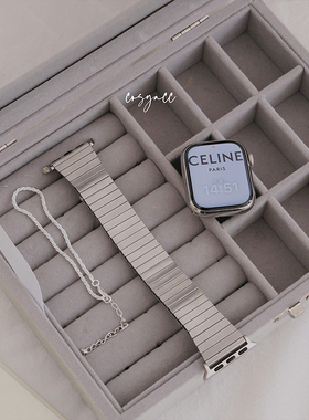 cosyacc 适用iwatch8910se/s11高级金属不锈钢弹力苹果手表表带