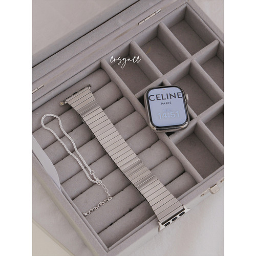 cosyacc 适用iwatch8910se/s11高级金属不锈钢弹力苹果手表表带