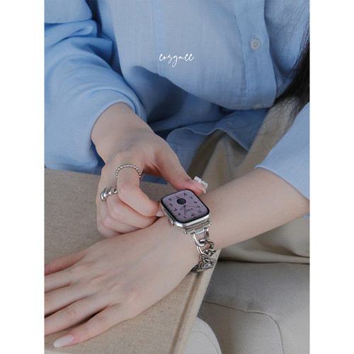 cosyacc 适用iWatch910代SE不锈钢气质金属替换苹果手表带链s11