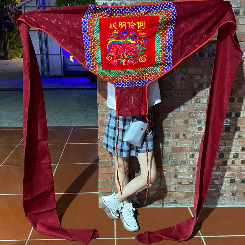 广西老式传统刺绣婴儿背带新生儿宝宝后背式民族四季通用土背巾棉