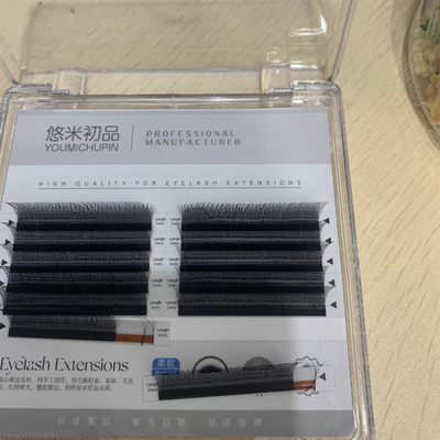 斜飞三叶草嫁接睫毛美睫店专用 狐系单根长短穿插小绒花y型不散根