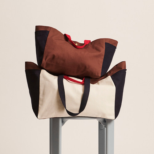 丹麦HAY大容量旅行包撞色棉布包