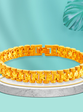 奢华仿24k黄金手表链厚实款女款首饰 沙金货源