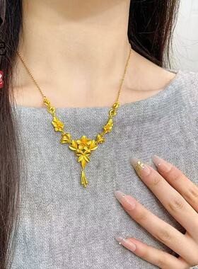 金店同款古法沙金花卉民族风花月佳期繁花似锦婚嫁花朵项链送女友