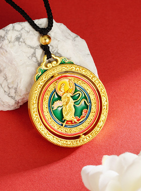 越南沙金观音祥云鹿项链中国风国潮滴油吊坠饰品男女通用情侣