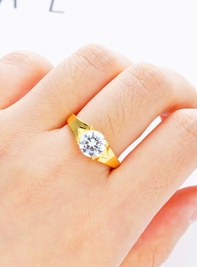 越南沙金锆石戒指 欧美戒指新款仿真钻戒 首饰爆款配饰